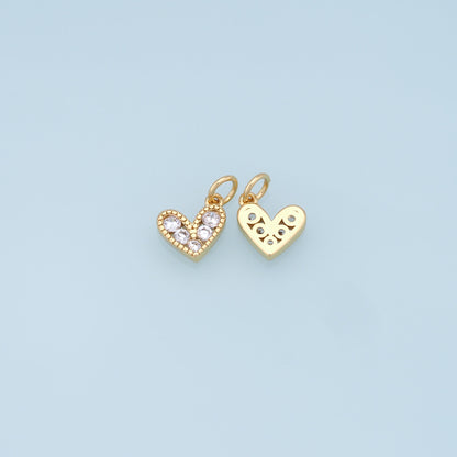 Gold Tiny Heart Charms,18K Gold Filled Heart Pendant,CZ Micro Pave Heart Charm Bracelet Necklace for DIY Jewelry Making Supply