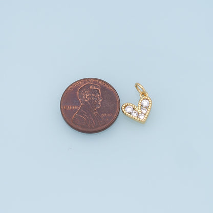 Gold Tiny Heart Charms,18K Gold Filled Heart Pendant,CZ Micro Pave Heart Charm Bracelet Necklace for DIY Jewelry Making Supply