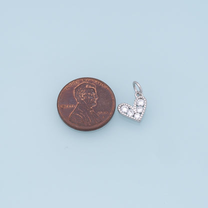 Gold Tiny Heart Charms,18K Gold Filled Heart Pendant,CZ Micro Pave Heart Charm Bracelet Necklace for DIY Jewelry Making Supply