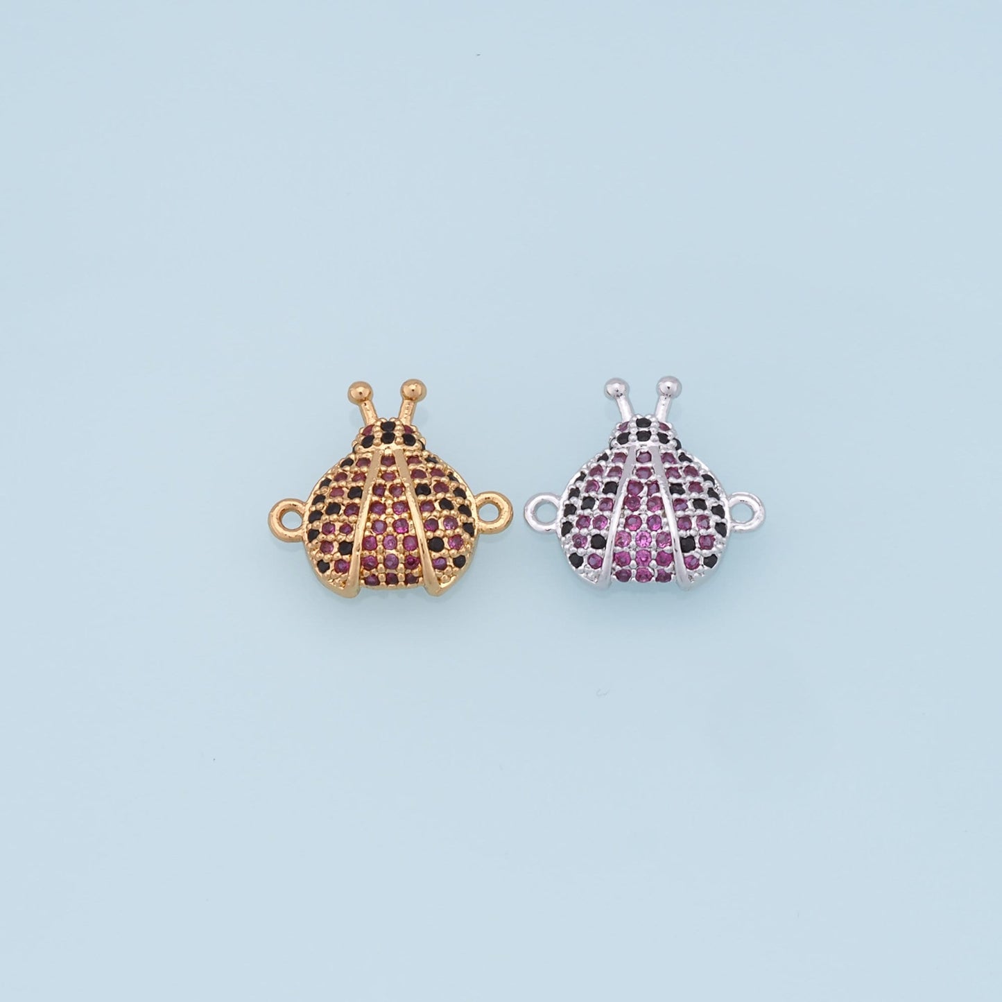 Gold beetle Connector Charms,18K Gold Filled CZ Micro Pave beetle Pendant,beetle Charm Bracelet Necklace for DIY Jewelry Making Supply