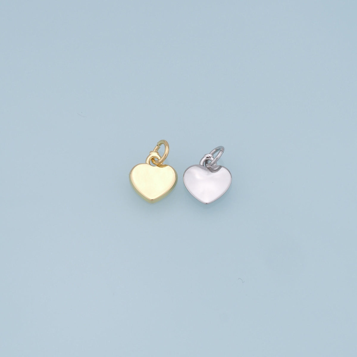 Gold Heart Charms,18K Gold Filled Heart Pendant,Silver Heart Charm Bracelet Necklace for DIY Jewelry Making Supply