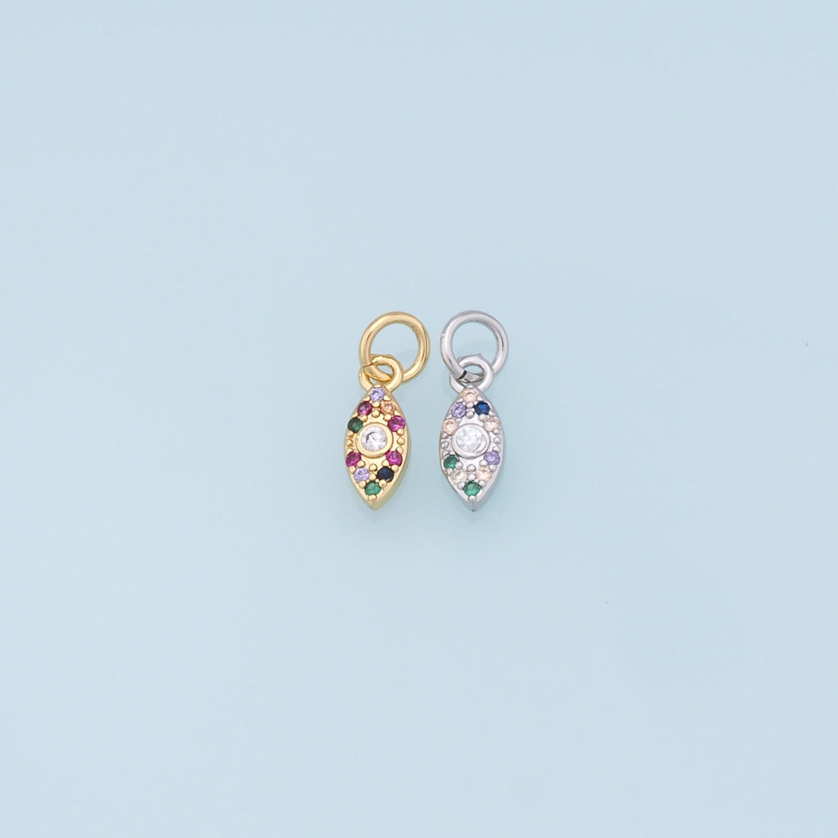 18K Gold Filled Evil Eye Charm Pendant for Jewelry Making