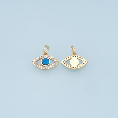 Gold Evil Eye Charms,18K Gold Filled Evil Eye Pendant,CZ Micro Pave Silver Evil Eye Charm Bracelet Necklace for DIY Jewelry M