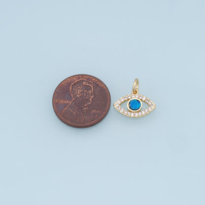 Gold Evil Eye Charms,18K Gold Filled Evil Eye Pendant,CZ Micro Pave Silver Evil Eye Charm Bracelet Necklace for DIY Jewelry M