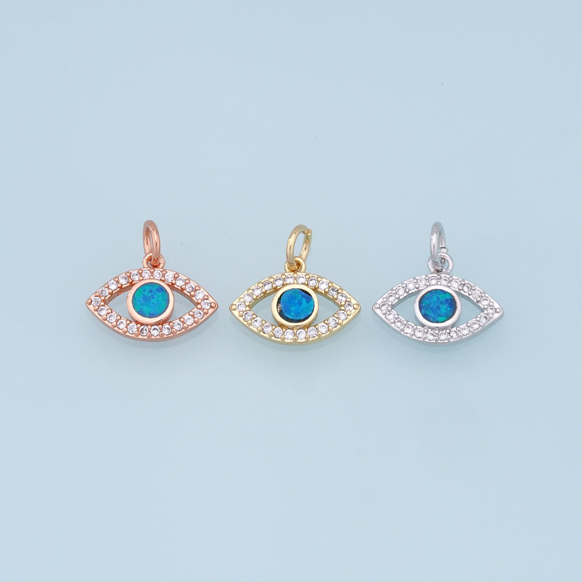 Gold Evil Eye Charms,18K Gold Filled Evil Eye Pendant,CZ Micro Pave Silver Evil Eye Charm Bracelet Necklace for DIY Jewelry M