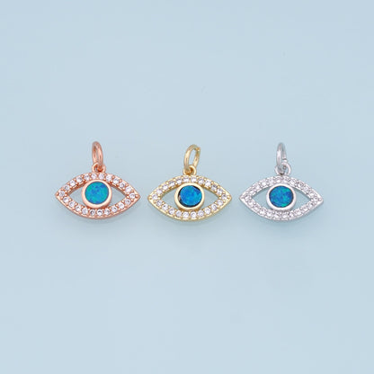 Gold Evil Eye Charms,18K Gold Filled Evil Eye Pendant,CZ Micro Pave Silver Evil Eye Charm Bracelet Necklace for DIY Jewelry M