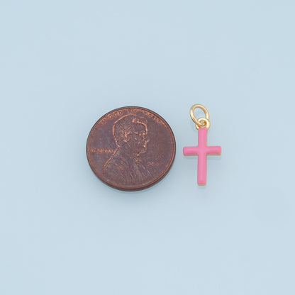 Gold Cross Charms,18K Gold Filled Enamel Cross Pendant,Protect Religious Charm Bracelet Necklace for DIY Jewelry Making Supply