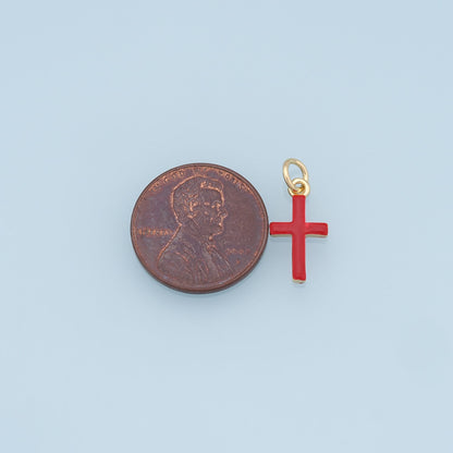 Gold Cross Charms,18K Gold Filled Enamel Cross Pendant,Protect Religious Charm Bracelet Necklace for DIY Jewelry Making Suppl