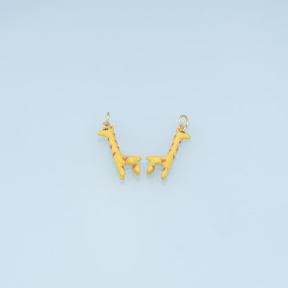 Cute Giraffe Charms,18K Gold Filled Enamel Giraffe Pendant,Kawaii Charm Bracelet Necklace for DIY Jewelry Making Supply