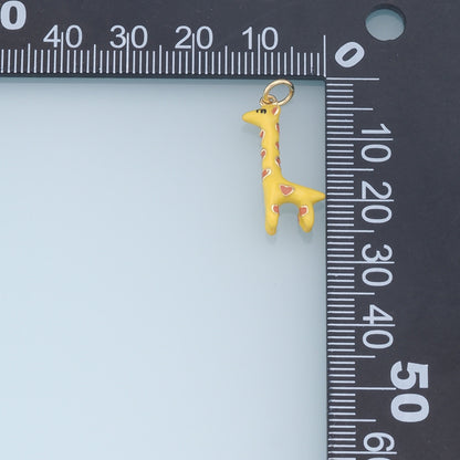 Cute Giraffe Charms,18K Gold Filled Enamel Giraffe Pendant,Kawaii Charm Bracelet Necklace for DIY Jewelry Making Supply