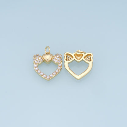 Gold Heart Charms,18K Gold Filled Heart Pendant,Heart Charm Bracelet Necklace for DIY Jewelry Making Supply