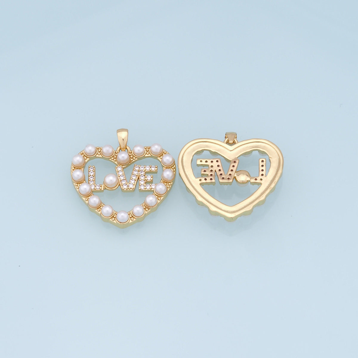 Gold Heart Charms,18K Gold Filled Heart Pendant,Heart Love Charm Bracelet Necklace for DIY Jewelry Making Supply