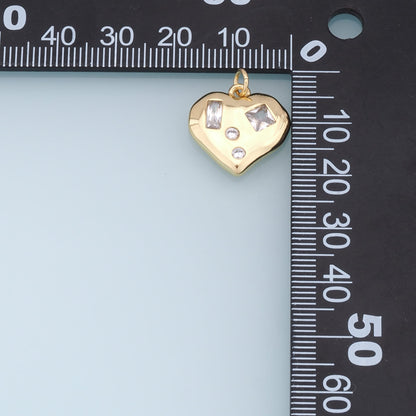 Gold Heart Charms,18K Gold Filled Heart Pendant,Heart Charm Bracelet Necklace for DIY Jewelry Making Supply