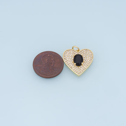 Gold Heart Charms,18K Gold Filled Heart Pendant,crystal Heart Charm Bracelet Necklace for DIY Jewelry Making Supply