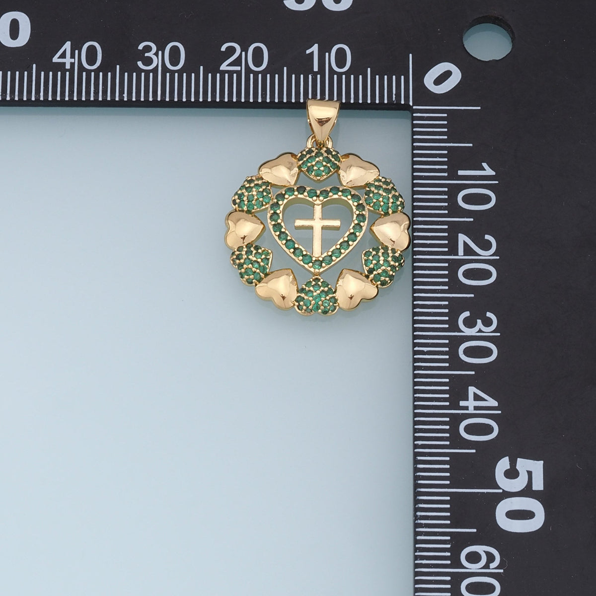 Gold Heart Charms,18K Gold Filled Heart Pendant,Heart Cross Charm Bracelet Necklace for DIY Jewelry Making Supply
