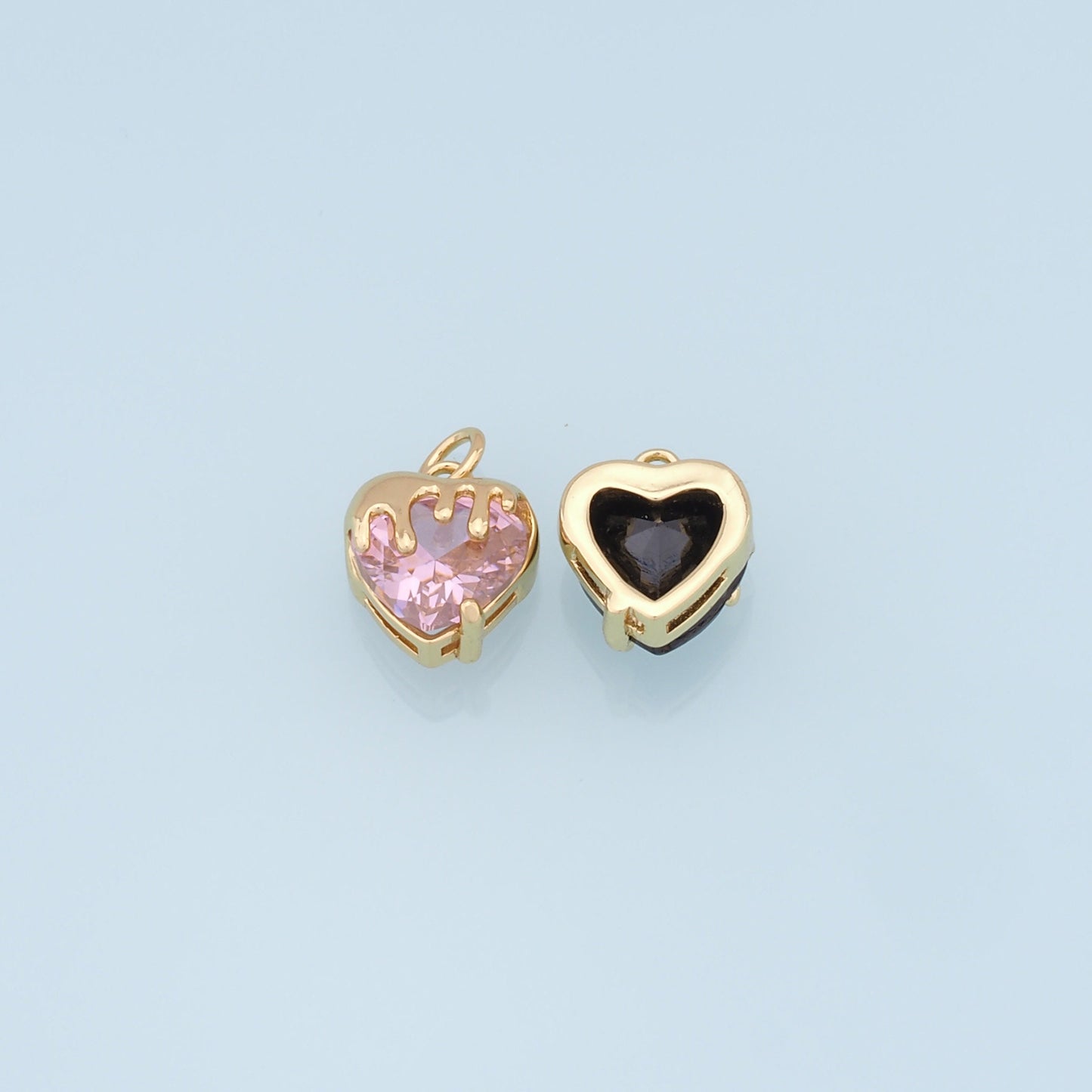 Gold Heart Charms,18K Gold Filled Heart Pendant,crystal Heart Charm Bracelet Necklace for DIY Jewelry Making Supply