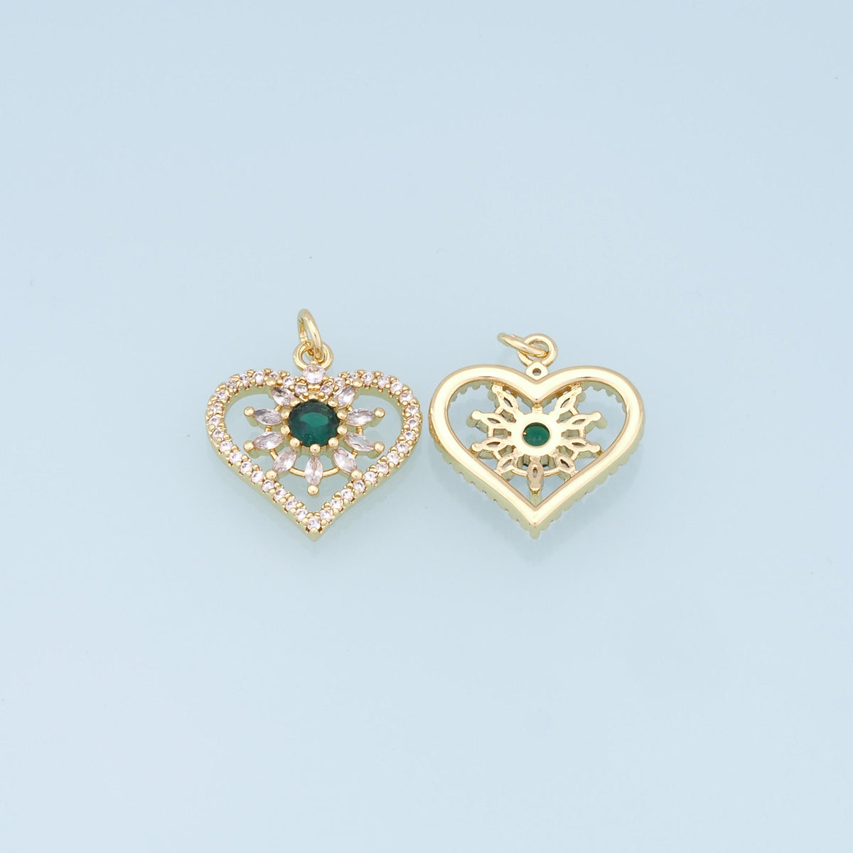 Gold Heart Charms,18K Gold Filled Heart Pendant,Heart Charm Bracelet Necklace for DIY Jewelry Making Supply