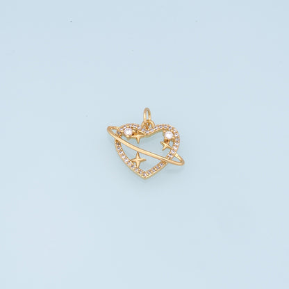 18K Gold Filled Heart Charm Pendant for Jewelry Making
