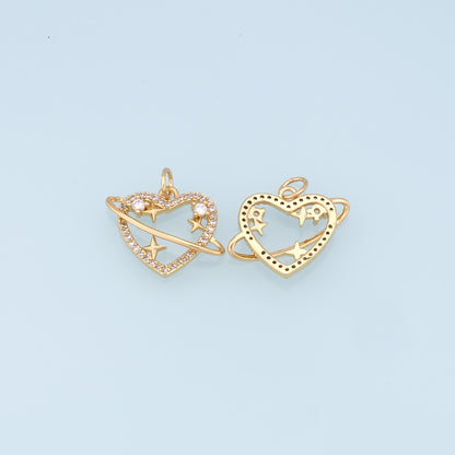 18K Gold Filled Heart Charm Pendant for Jewelry Making