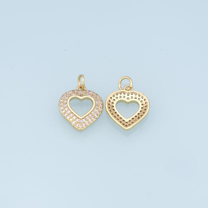 18K Gold Filled Heart Charm Pendant for Jewelry Making