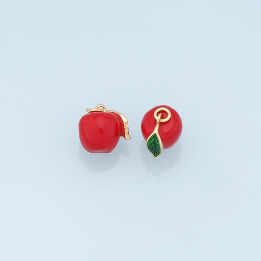 Gold Apple Charms,18K Gold Filled Apple Pendant,Fruit Charm Bracelet Necklace for DIY Jewelry Making Supply