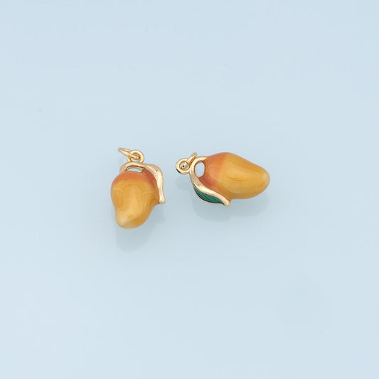 Gold Mango Charms,18K Gold Filled Mango Pendant,Fruit Charm Bracelet Necklace for DIY Jewelry Making Supply