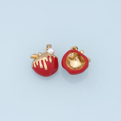 Gold Apple Charms,18K Gold Filled Apple Pendant,Fruit Charm Bracelet Necklace for DIY Jewelry Making Supply