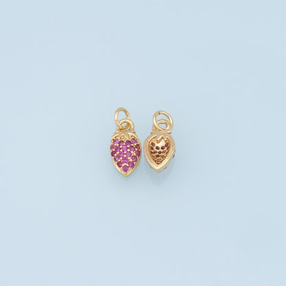 Gold Small Strawberry Charms,18K Gold Filled CZ Strawberry Pendant,Strawberry Charm Bracelet Necklace for DIY Jewelry Making 
