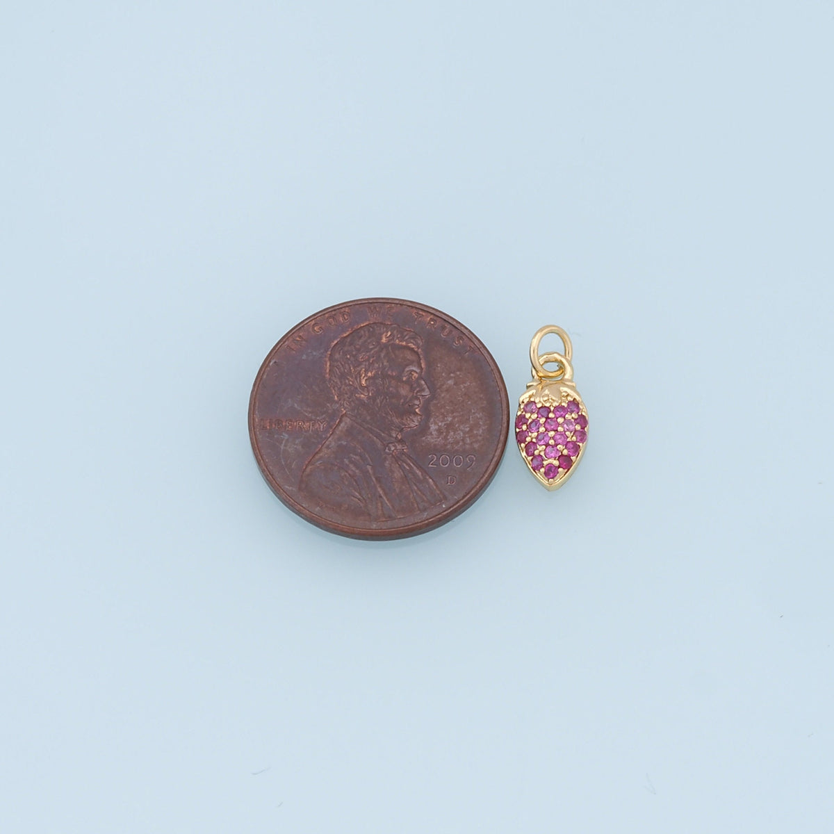 Gold Small Strawberry Charms,18K Gold Filled CZ Strawberry Pendant,Strawberry Charm Bracelet Necklace for DIY Jewelry Making 