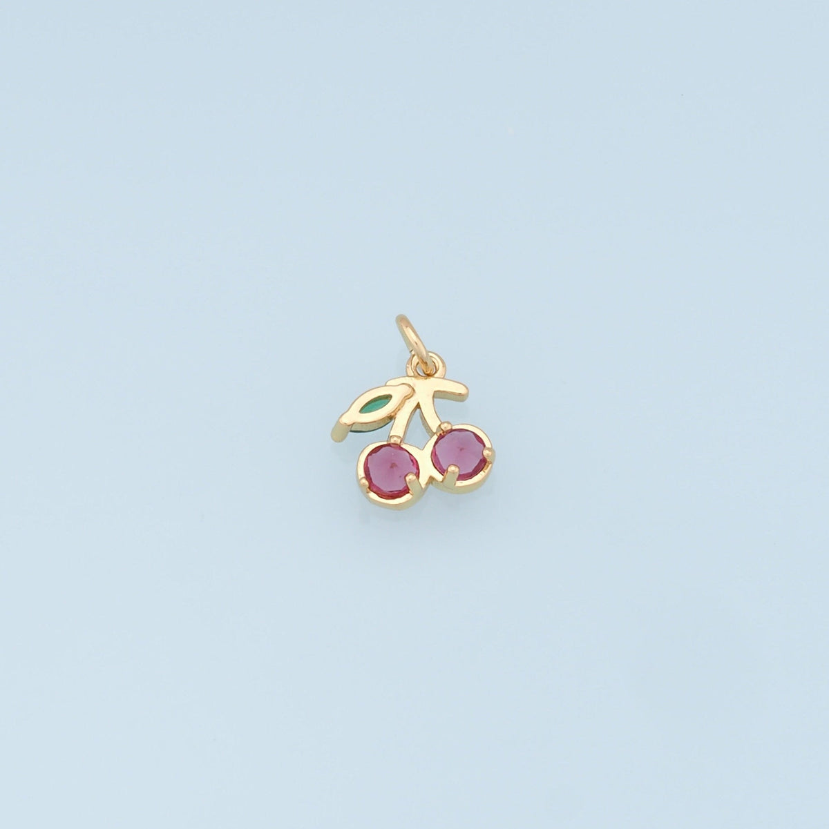 Gold Cherry Charms,18K Gold Filled Cherry Pendant,Fruit Charm Bracelet Necklace for DIY Jewelry Making Supply