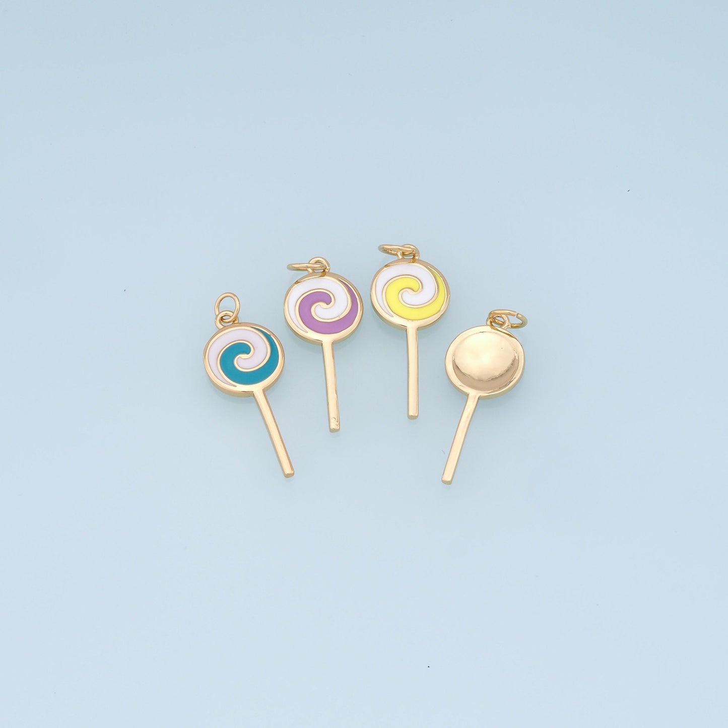 Gold Lollipop Charms,18K Gold Filled Enamel Lollipop Pendant,Candy Charm Bracelet Necklace for DIY Jewelry Making Supply