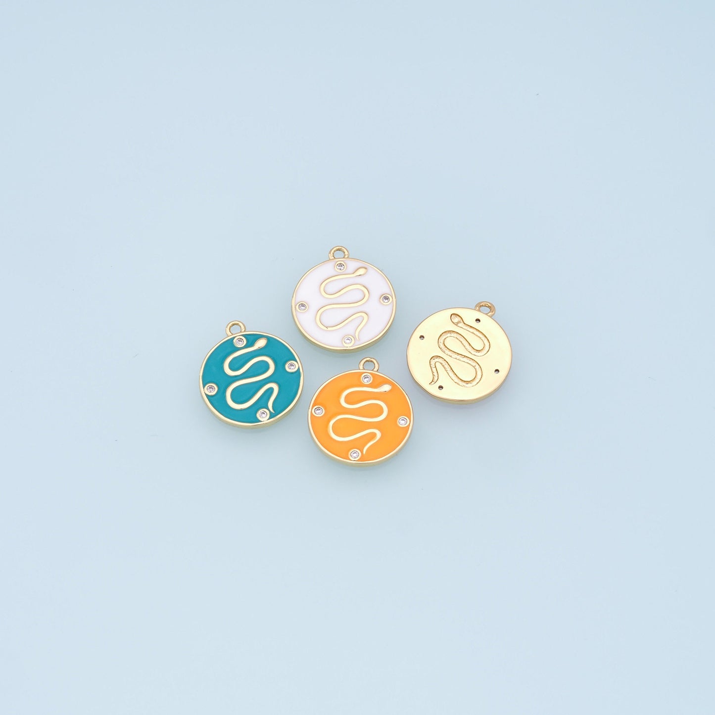 Gold Snake charms,18K Gold Filled Enamel Snake Pendant,Snake Charms Bracelet Necklace for DIY Jewelry Making Supply
