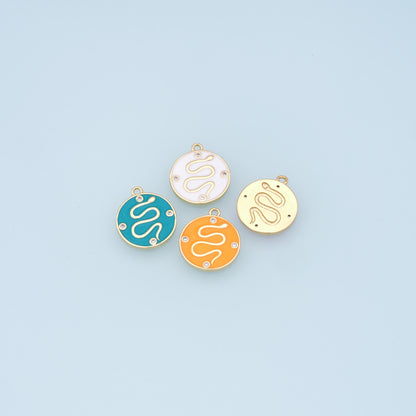 Gold Snake charms,18K Gold Filled Enamel Snake Pendant,Snake Charms Bracelet Necklace for DIY Jewelry Making Supply