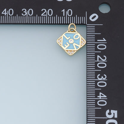 Gold LOVE Charms,18K Gold Filled Enamel LOVE Pendant,Diamond Charms Bracelet Necklace for DIY Jewelry Making Supply