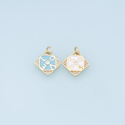 Gold LOVE Charms,18K Gold Filled Enamel LOVE Pendant,Diamond Charms Bracelet Necklace for DIY Jewelry Making Supply