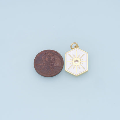 Gold Star Charms,18K Gold Filled Starburst Pendant,Shell North Star Charm Bracelet Necklace for DIY Jewelry Making Supply