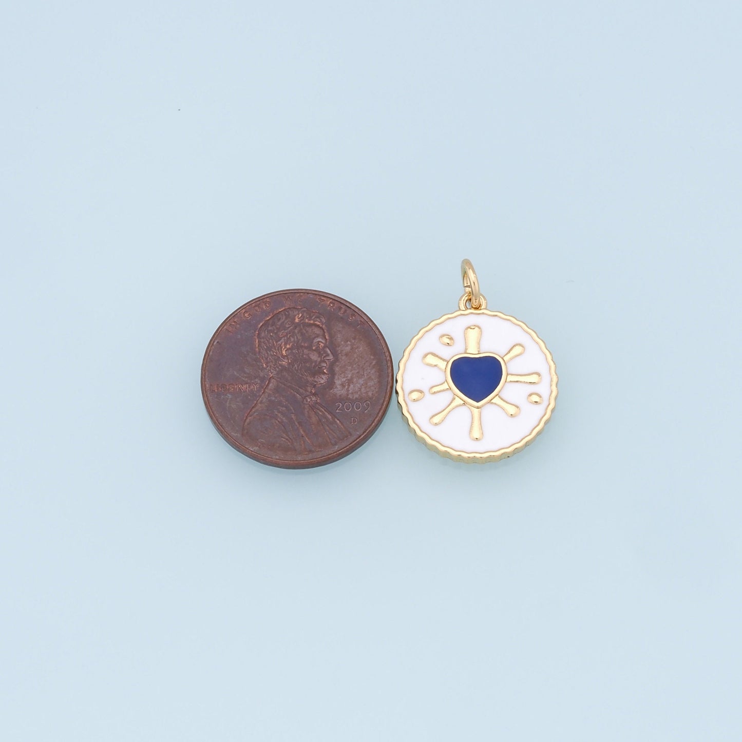 Gold Heart Charms,18K Gold Filled Enamel Heart Pendant,Round Charm Bracelet Necklace for DIY Jewelry Making Supply