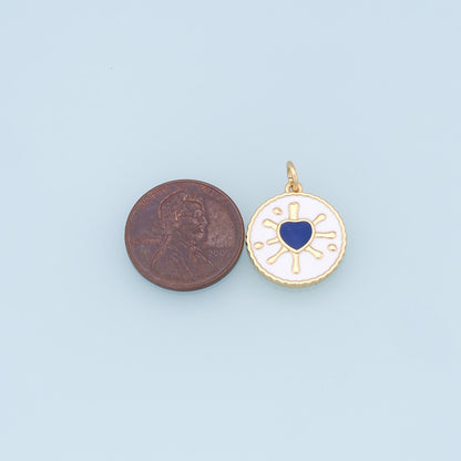 18K Gold Filled Heart Enamel Charm Pendant for Jewelry Making