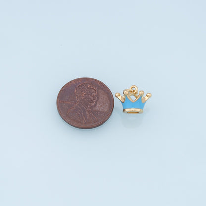 Gold Crown Charms,18K Gold Filled Crown Pendant,Enamel Crown Charm Bracelet Necklace for DIY Jewelry Making Supply