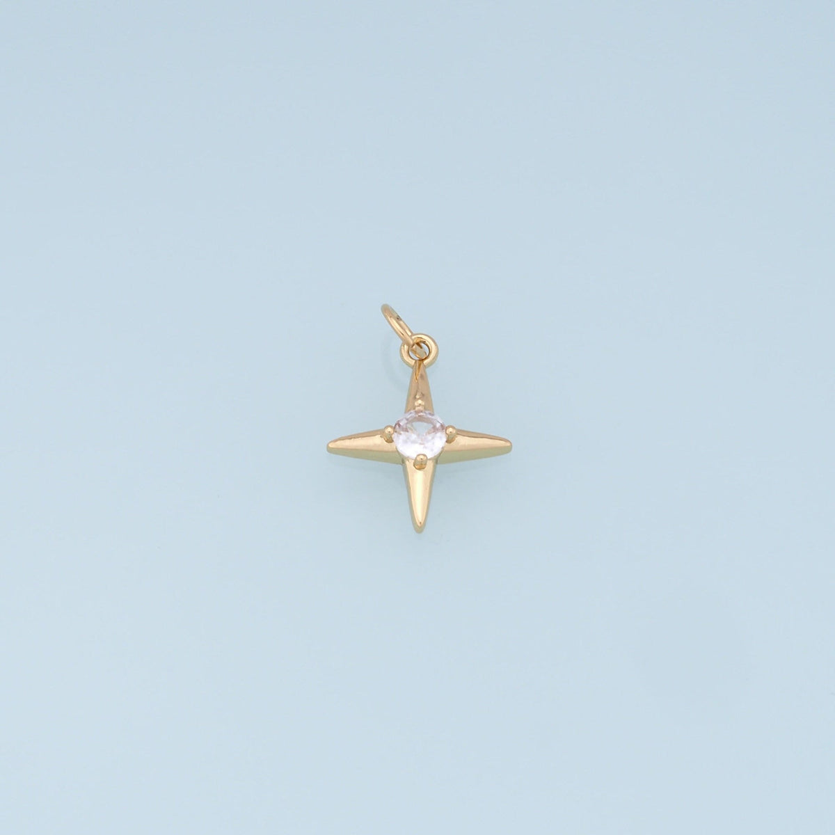 Gold Star Charms,18K Gold Filled Starburst Pendant,CZ Black North Star Charm Bracelet Necklace for DIY Jewelry Making Supply