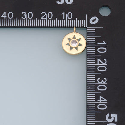 Gold Star Charms,18K Gold Filled Starburst Pendant,CZ North Star Charm Bracelet Necklace for DIY Jewelry Making Supply