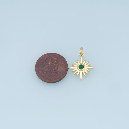 Gold Star Charms,18K Gold Filled Starburst Pendant,CZ North Star Charm Bracelet Necklace for DIY Jewelry Making Supply