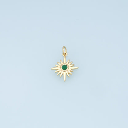 Gold Star Charms,18K Gold Filled Starburst Pendant,CZ North Star Charm Bracelet Necklace for DIY Jewelry Making Supply