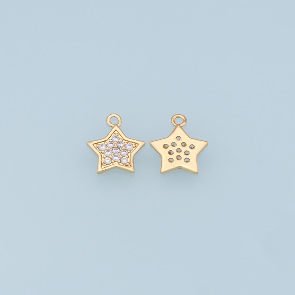 18K Gold Filled Star Pendant,CZ Micro Pave Star Charm Bracelet Necklace for DIY Jewelry Making Supply