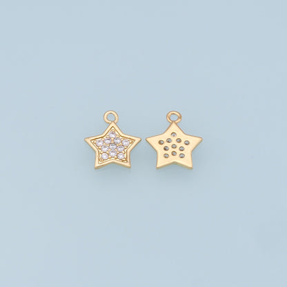 18K Gold Filled Star Pendant,CZ Micro Pave Star Charm Bracelet Necklace for DIY Jewelry Making Supply