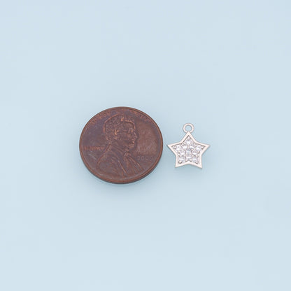 18K Gold Filled Star Pendant,CZ Micro Pave Star Charm Bracelet Necklace for DIY Jewelry Making Supply
