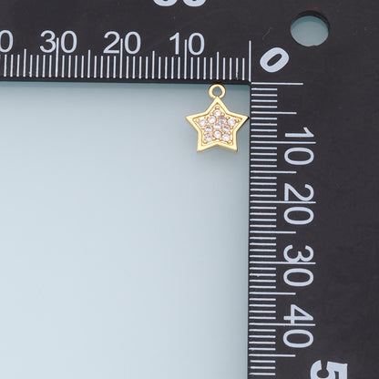 18K Gold Filled Star Pendant,CZ Micro Pave Star Charm Bracelet Necklace for DIY Jewelry Making Supply