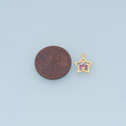 18K Gold Filled Star CZ Charm Pendant for Jewelry Making