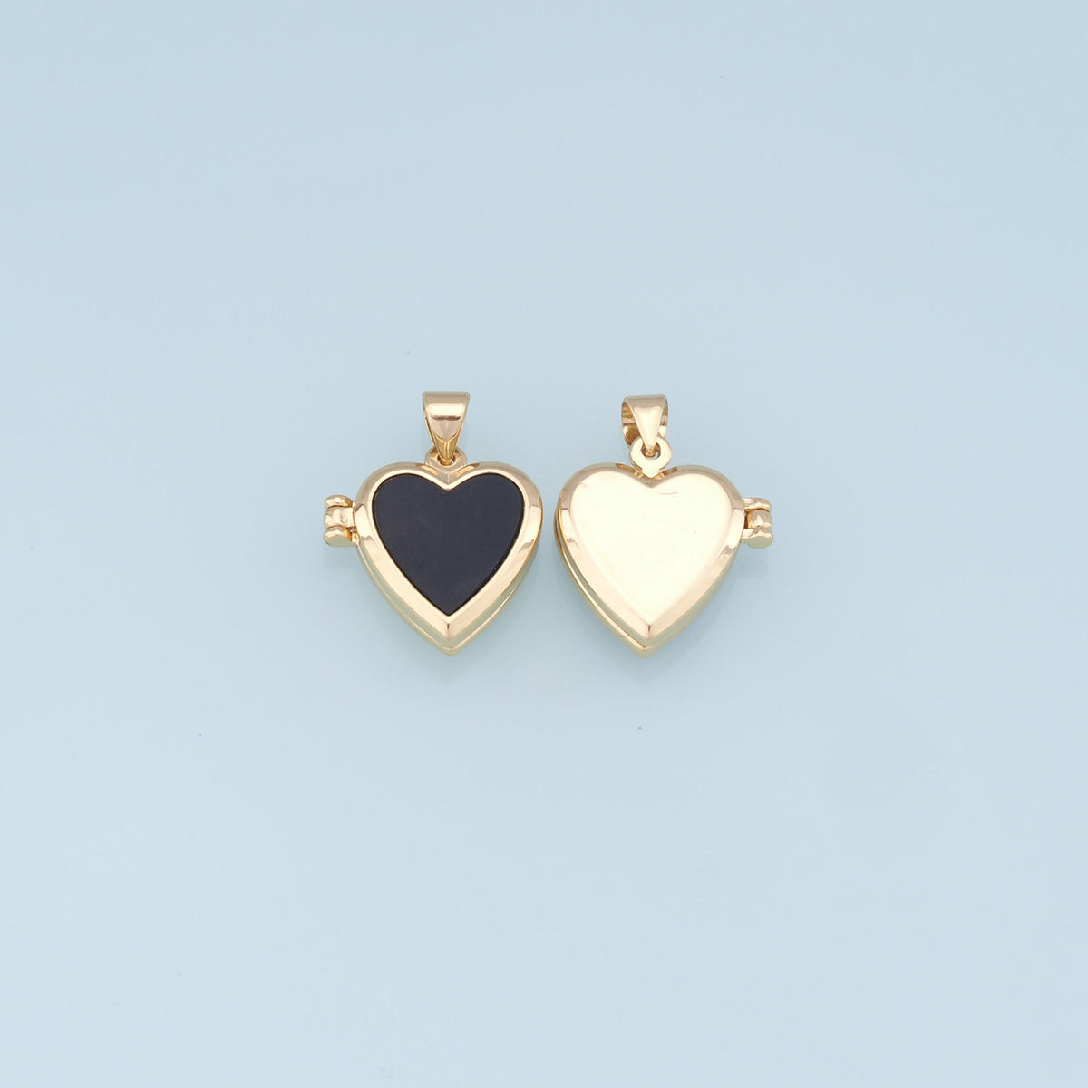 Gold Heart Charms,18K Gold Filled Heart Pendant,Black Heart Charm Bracelet Necklace for DIY Jewelry Making Supply