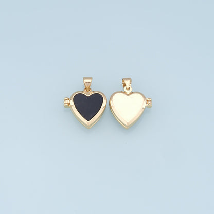 Gold Heart Charms,18K Gold Filled Heart Pendant,Black Heart Charm Bracelet Necklace for DIY Jewelry Making Supply